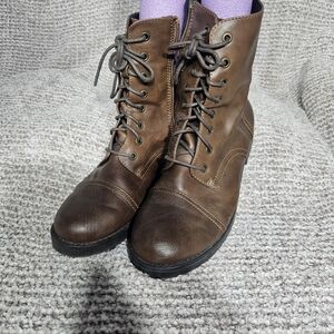 Target Brown Lace-Up Combat Boots
